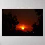 Bushfire Sunset In The Trees Poster