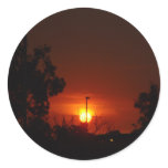 Bushfire Sunset In The Trees Round Stickers