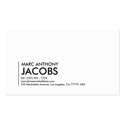 Business Card 006 - Bold Plain, Black / White (front side)