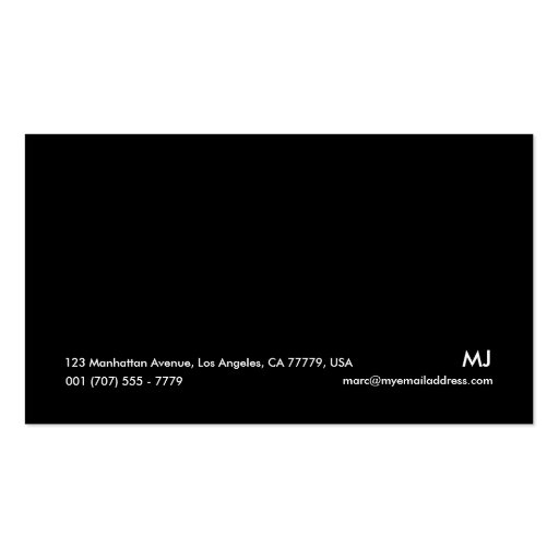 Business Card 006b - Bold Plain,  Black / White (back side)