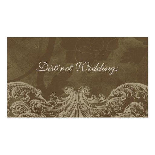 Business Card Antique Roses Wedding Planner Brown (front side)