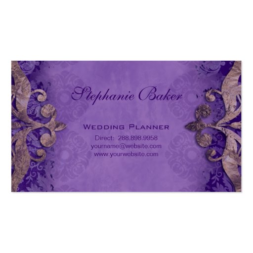 Business Card Antique Verdigris Wedding Planner P (back side)