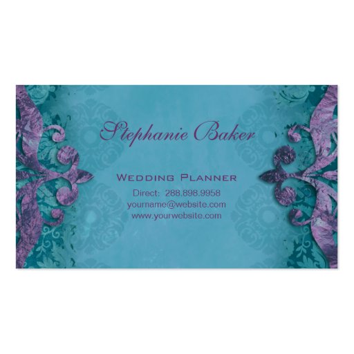 Business Card Antique Verdigris Wedding Planner PT (back side)