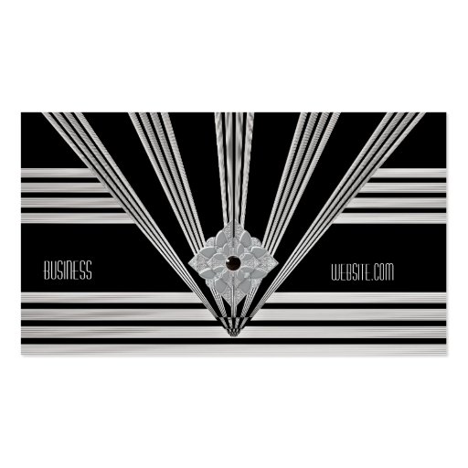 Business Card Art Deco Black Stripe Silver Jewel (front side)
