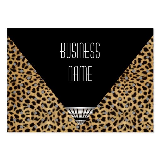 Business Card Art Deco Black White Leopard Skin (front side)