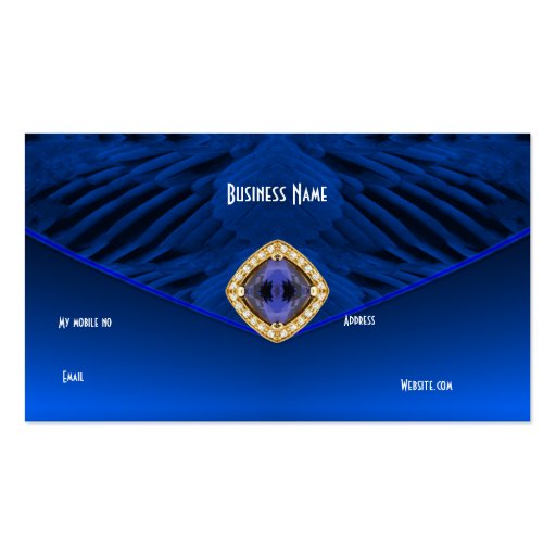 Business Card Art Deco Blue Diamond Jewel (back side)
