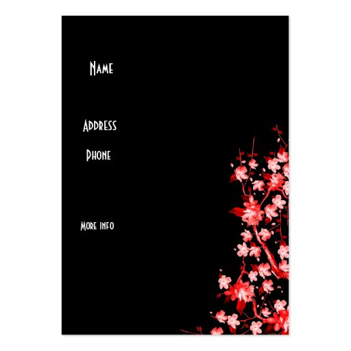 Business Card Asian Japanese Red Blossom (back side)