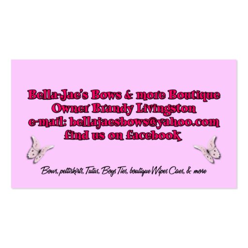 Business Card Bella-Jae's Bows & more (back side)