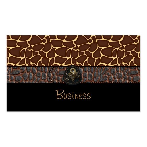 Business Card Black Animal Leather Brown Belt