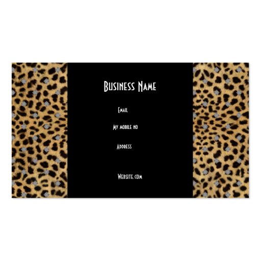 Business Card Black Gold Animal Leopard (back side)