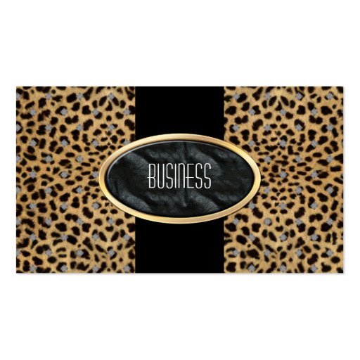 Business Card Black Gold Animal Leopard (front side)
