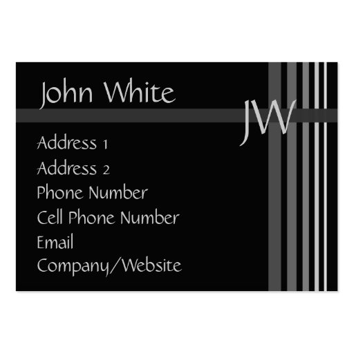 Business Card - Black & Grey Stripe - Monogram (front side)