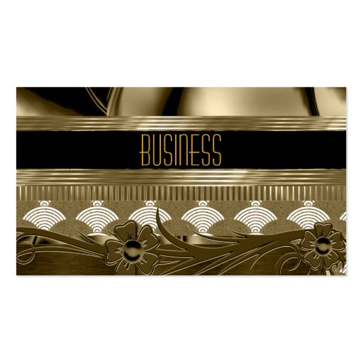 Business Card Black Old Gold Art Deco Floral