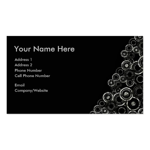 Business Card - Black - Silver Circles (front side)