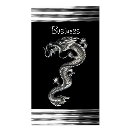 Business Card Black Silver Dragon Serpent Jewel