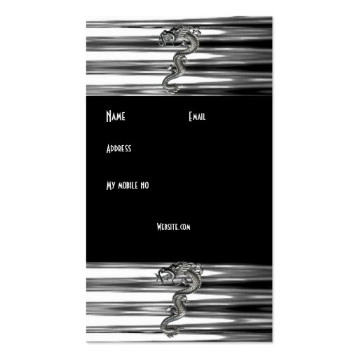 Business Card Black Silver Dragon Serpent Jewel (back side)