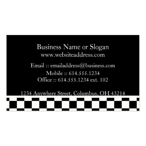 Business Card :: Black & White Checkered D2 (back side)