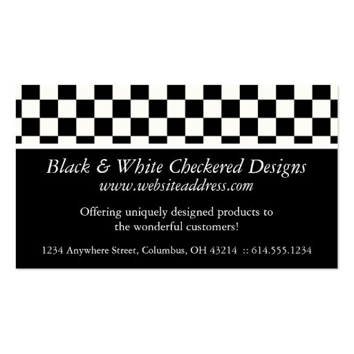 Business Card :: Black & White Checkered Design (front side)