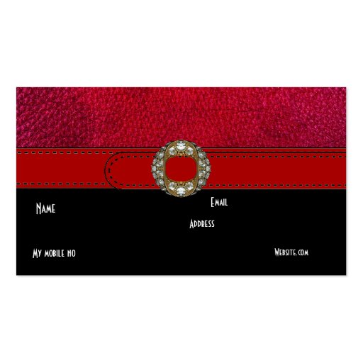 Business Card Black White Leather Red Belt Jewel (back side)