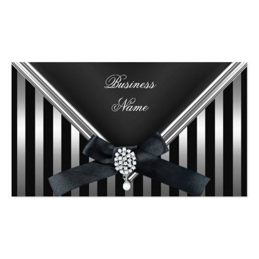 Business Card Black White Stripe Silver Purse
