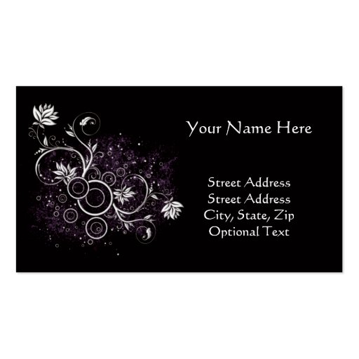 Business Card Black with White and Purple (front side)