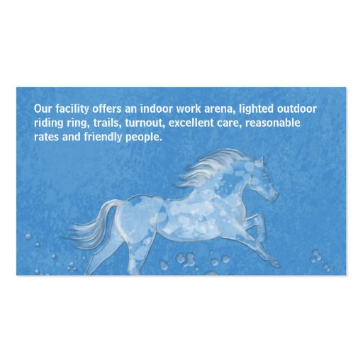 Business Card - Blue Backround White Horse (back side)