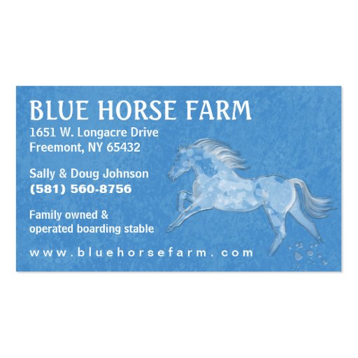 Business Card - Blue Backround White Horse (front side)