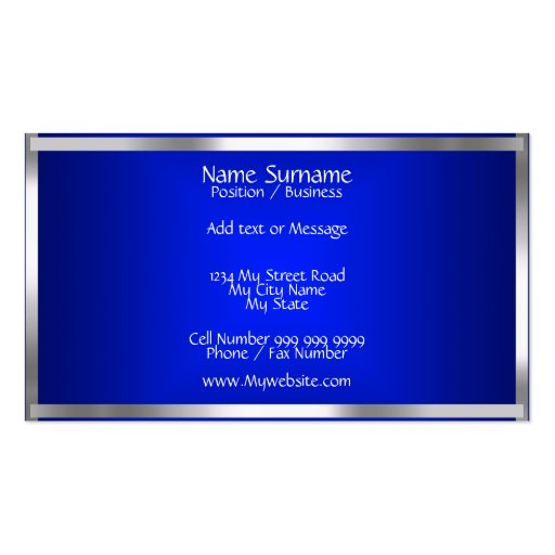 Business Card Blue Silver Abstract (back side)