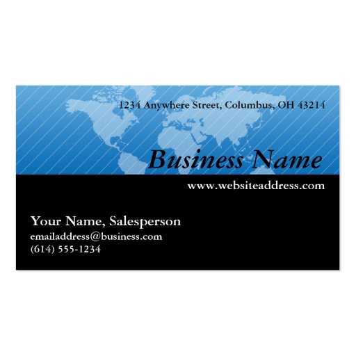 Business Card :: Blue World Map Design 1 (front side)