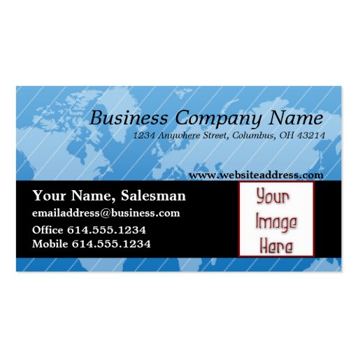 Business Card :: Blue World Map Design 2 (front side)