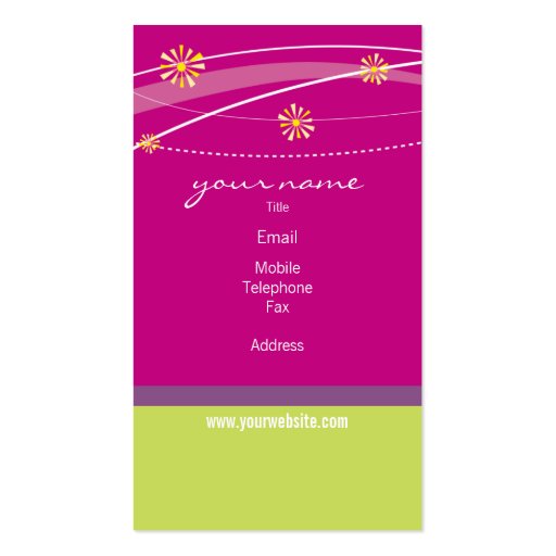 BUSINESS CARD bold bright brackets lime pink plum (back side)