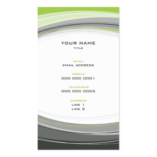 BUSINESS CARD bold modern curve grey lime green (back side)