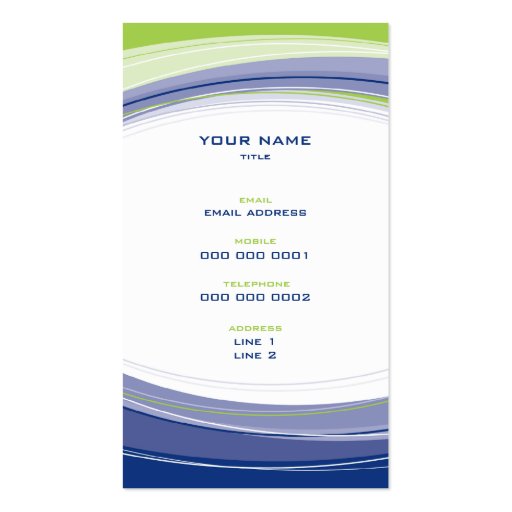 BUSINESS CARD bold modern curve royal blue lime (back side)