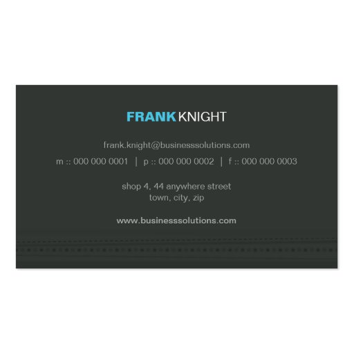 BUSINESS CARD bold modern linear aqua blue grey (back side)