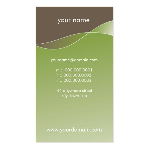 BUSINESS CARD bold modern swish brown green (back side)
