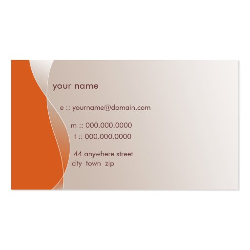 BUSINESS CARD bold modern swish brown orange (back side)