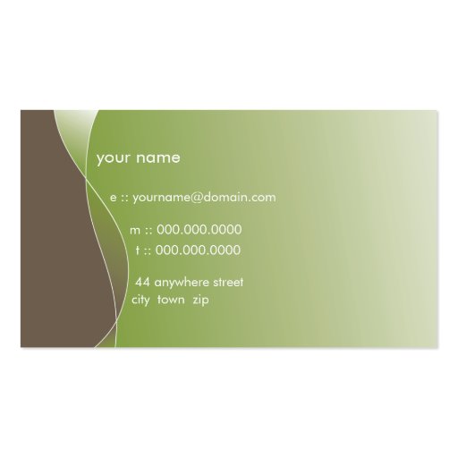 BUSINESS CARD bold modern swish green brown (back side)