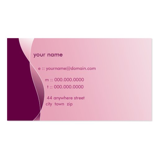 BUSINESS CARD bold modern swish plum mulberry pink (back side)