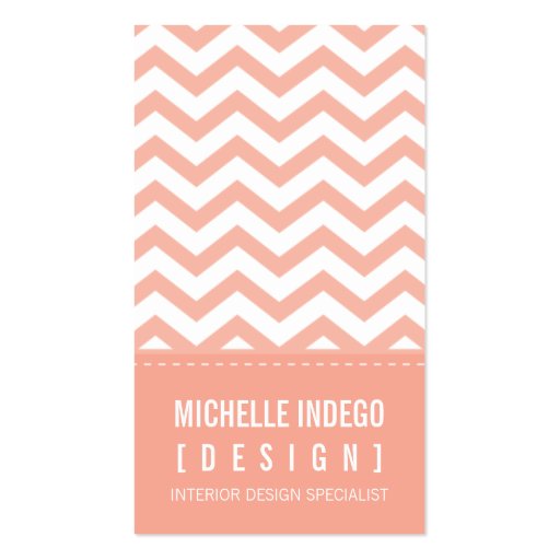 BUSINESS CARD bold trendy chevron stripes apricot (front side)