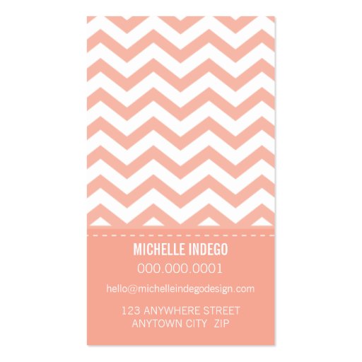 BUSINESS CARD bold trendy chevron stripes apricot (back side)