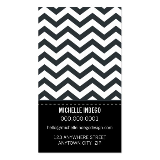 BUSINESS CARD bold trendy chevron stripes black (back side)