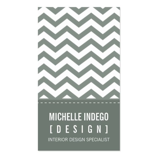 BUSINESS CARD bold trendy chevron stripes grey (front side)
