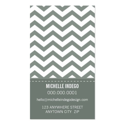BUSINESS CARD bold trendy chevron stripes grey (back side)