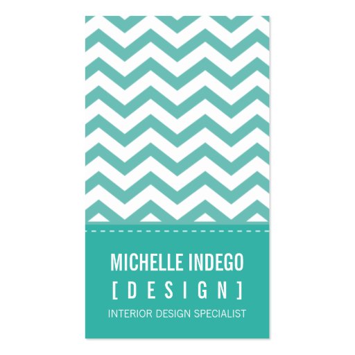 BUSINESS CARD bold trendy chevron stripes jade (front side)