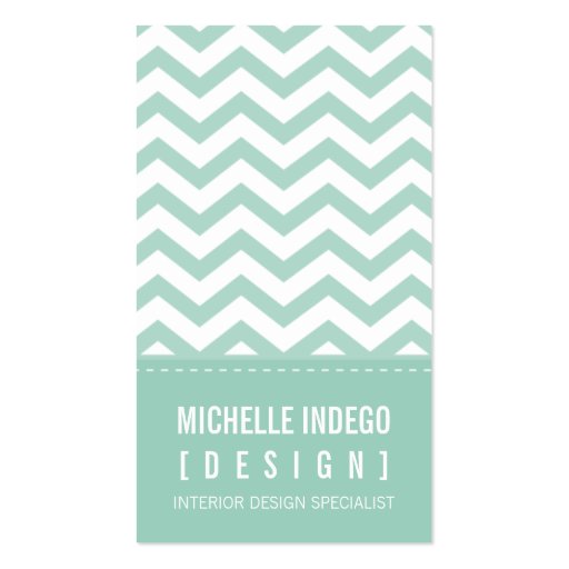 BUSINESS CARD bold trendy chevron stripes mint (front side)