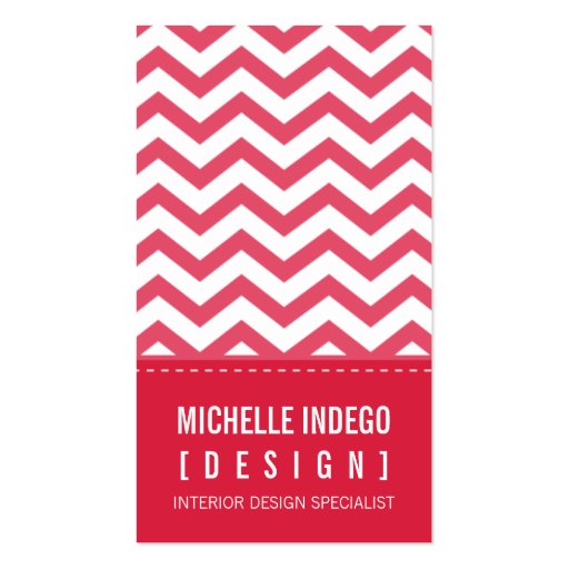 BUSINESS CARD bold trendy chevron stripes red (front side)