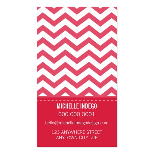 BUSINESS CARD bold trendy chevron stripes red (back side)