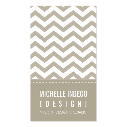 BUSINESS CARD bold trendy chevron stripes taupe (front side)