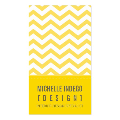 BUSINESS CARD bold trendy chevron stripes yellow (front side)