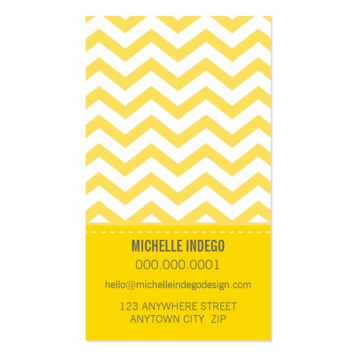 BUSINESS CARD bold trendy chevron stripes yellow (back side)